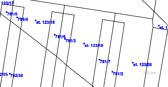 Parcela st. 123/19 v KÚ Slavče u Trhových Svinů, Katastrální mapa