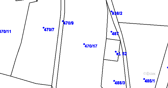Parcela st. 470/17 v KÚ Slavče u Trhových Svinů, Katastrální mapa