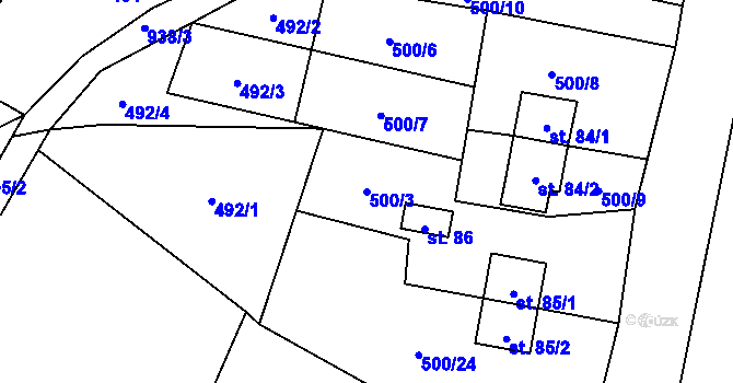 Parcela st. 500/3 v KÚ Slavče u Trhových Svinů, Katastrální mapa