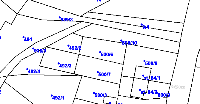 Parcela st. 500/6 v KÚ Slavče u Trhových Svinů, Katastrální mapa