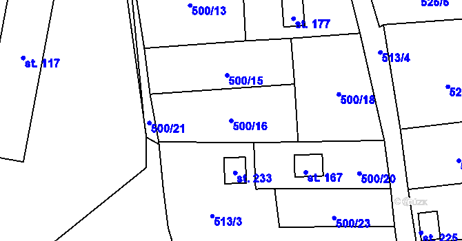 Parcela st. 500/16 v KÚ Slavče u Trhových Svinů, Katastrální mapa