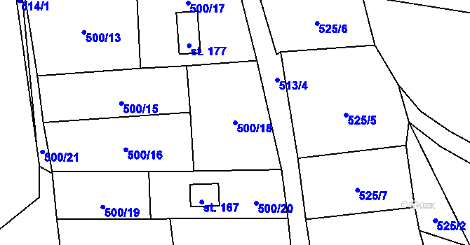 Parcela st. 500/18 v KÚ Slavče u Trhových Svinů, Katastrální mapa
