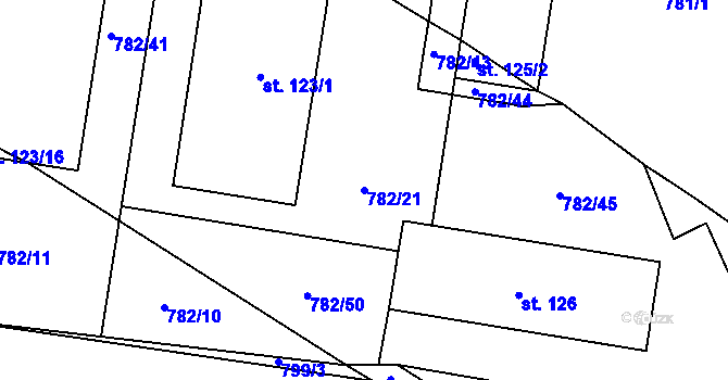 Parcela st. 782/21 v KÚ Slavče u Trhových Svinů, Katastrální mapa