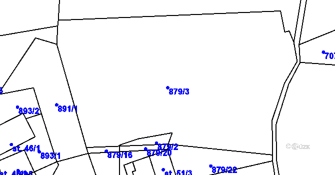 Parcela st. 879/3 v KÚ Slavče u Trhových Svinů, Katastrální mapa
