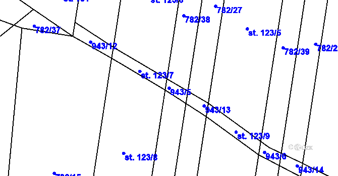 Parcela st. 943/5 v KÚ Slavče u Trhových Svinů, Katastrální mapa
