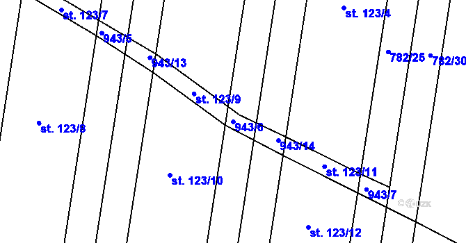 Parcela st. 943/6 v KÚ Slavče u Trhových Svinů, Katastrální mapa