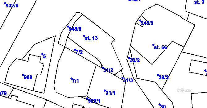 Parcela st. 64/1 v KÚ Slavče u Trhových Svinů, Katastrální mapa