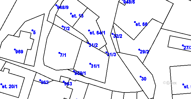 Parcela st. 64/2 v KÚ Slavče u Trhových Svinů, Katastrální mapa