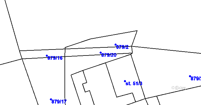 Parcela st. 879/20 v KÚ Slavče u Trhových Svinů, Katastrální mapa