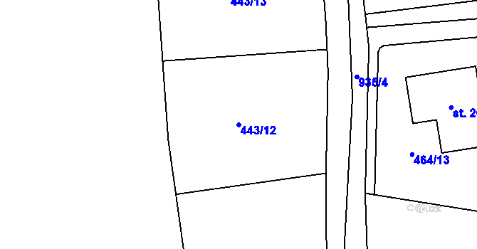 Parcela st. 443/12 v KÚ Slavče u Trhových Svinů, Katastrální mapa