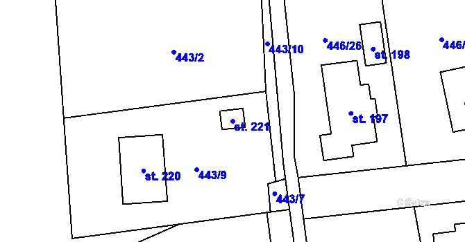Parcela st. 221 v KÚ Slavče u Trhových Svinů, Katastrální mapa