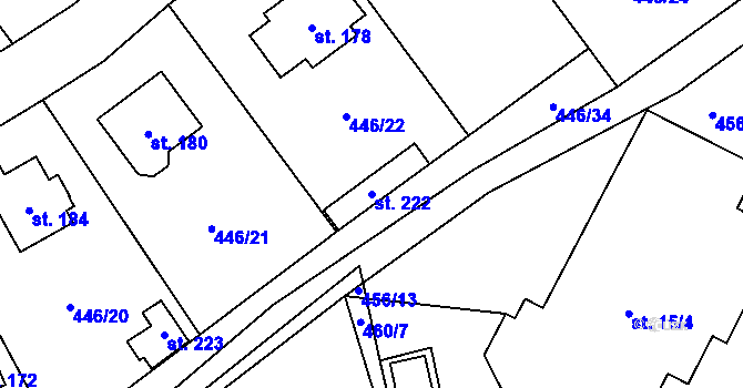 Parcela st. 222 v KÚ Slavče u Trhových Svinů, Katastrální mapa