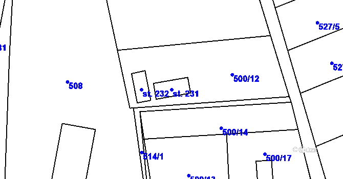 Parcela st. 231 v KÚ Slavče u Trhových Svinů, Katastrální mapa
