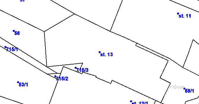 Parcela st. 13 v KÚ Řísnice, Katastrální mapa