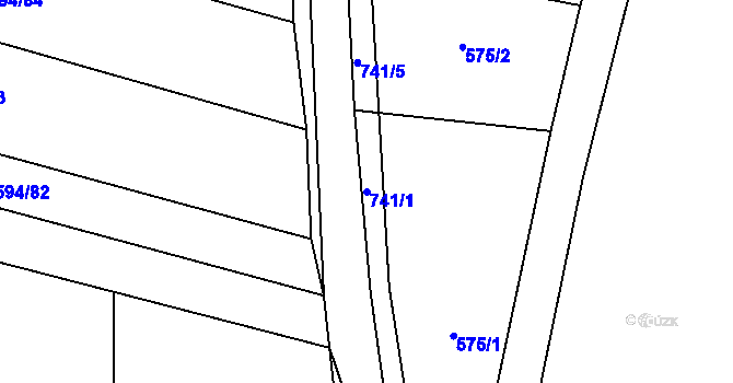 Parcela st. 741/1 v KÚ Řísnice, Katastrální mapa