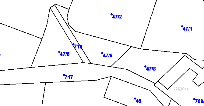Parcela st. 47/6 v KÚ Řísnice, Katastrální mapa