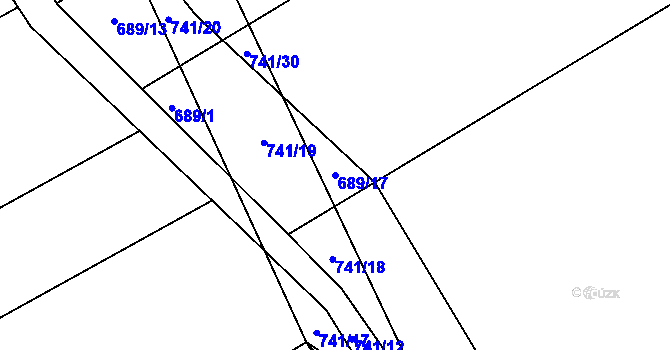 Parcela st. 689/17 v KÚ Řísnice, Katastrální mapa