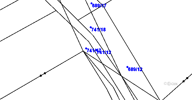 Parcela st. 741/12 v KÚ Řísnice, Katastrální mapa
