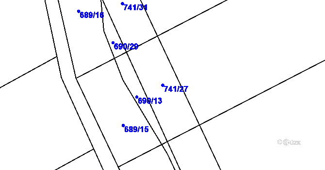 Parcela st. 741/27 v KÚ Řísnice, Katastrální mapa