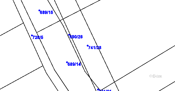 Parcela st. 741/28 v KÚ Řísnice, Katastrální mapa