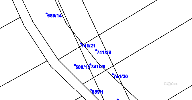 Parcela st. 741/29 v KÚ Řísnice, Katastrální mapa