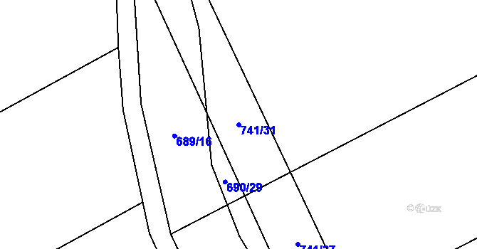 Parcela st. 741/31 v KÚ Řísnice, Katastrální mapa