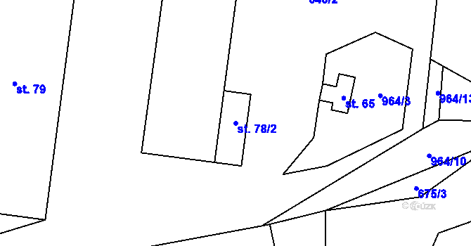 Parcela st. 78/2 v KÚ Slavětín u Načeradce, Katastrální mapa