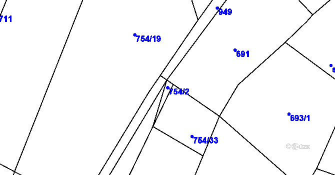 Parcela st. 754/2 v KÚ Slavětín u Načeradce, Katastrální mapa