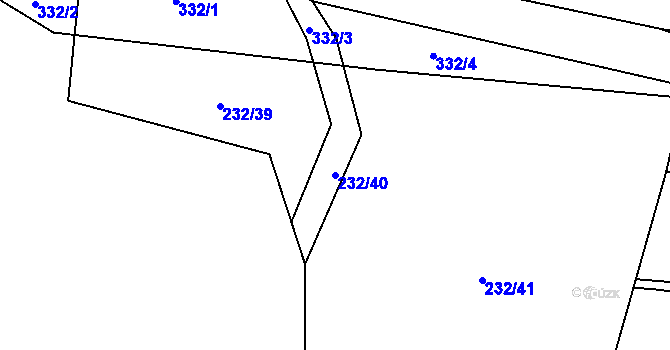 Parcela st. 232/40 v KÚ Slavětín u Načeradce, Katastrální mapa