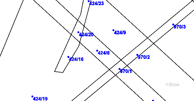 Parcela st. 424/8 v KÚ Slavětín u Načeradce, Katastrální mapa