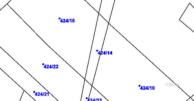 Parcela st. 424/14 v KÚ Slavětín u Načeradce, Katastrální mapa