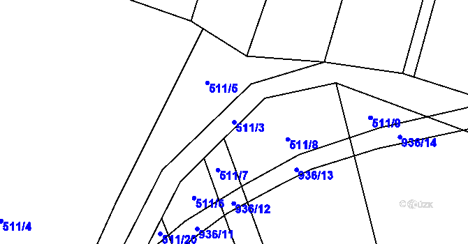 Parcela st. 511/3 v KÚ Slavětín u Načeradce, Katastrální mapa