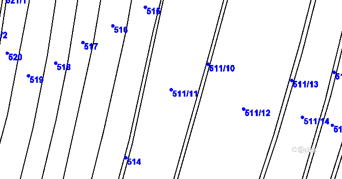 Parcela st. 511/11 v KÚ Slavětín u Načeradce, Katastrální mapa