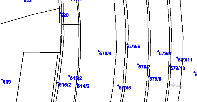 Parcela st. 579/4 v KÚ Slavětín u Načeradce, Katastrální mapa