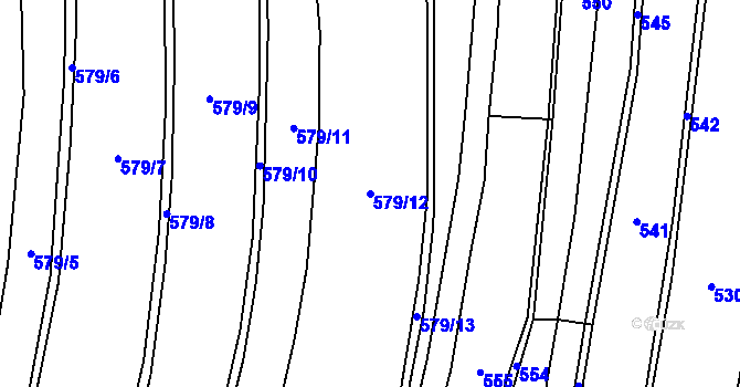 Parcela st. 579/12 v KÚ Slavětín u Načeradce, Katastrální mapa
