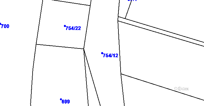 Parcela st. 754/12 v KÚ Slavětín u Načeradce, Katastrální mapa