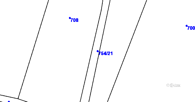 Parcela st. 754/21 v KÚ Slavětín u Načeradce, Katastrální mapa
