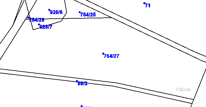 Parcela st. 754/27 v KÚ Slavětín u Načeradce, Katastrální mapa