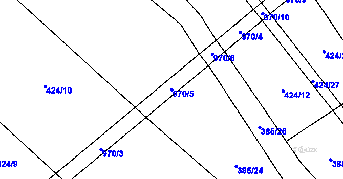 Parcela st. 970/5 v KÚ Slavětín u Načeradce, Katastrální mapa