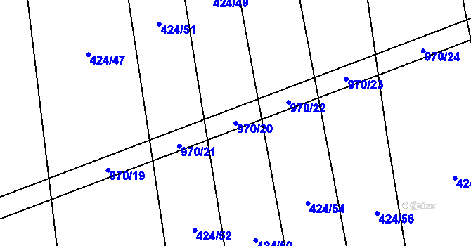 Parcela st. 970/20 v KÚ Slavětín u Načeradce, Katastrální mapa