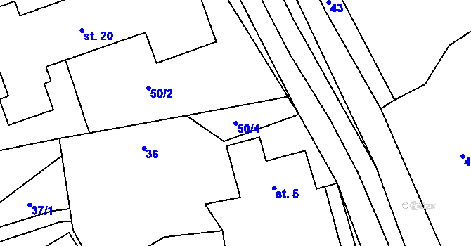 Parcela st. 50/4 v KÚ Zdiměřice u Načeradce, Katastrální mapa
