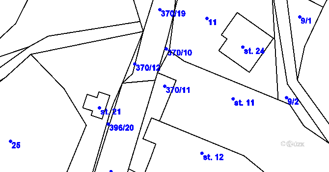 Parcela st. 370/11 v KÚ Zdiměřice u Načeradce, Katastrální mapa