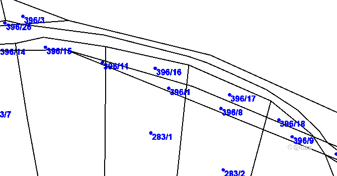 Parcela st. 396/1 v KÚ Zdiměřice u Načeradce, Katastrální mapa