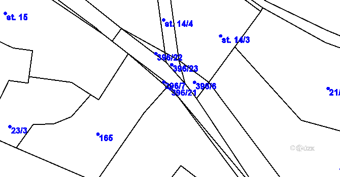 Parcela st. 396/21 v KÚ Zdiměřice u Načeradce, Katastrální mapa