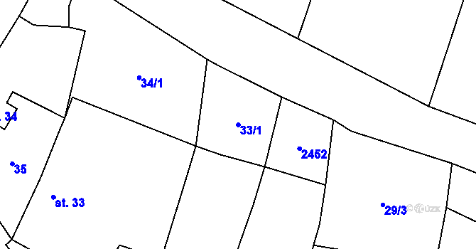 Parcela st. 33/1 v KÚ Slavětín u Slavonic, Katastrální mapa