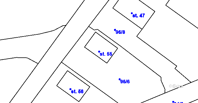 Parcela st. 55 v KÚ Kystra, Katastrální mapa