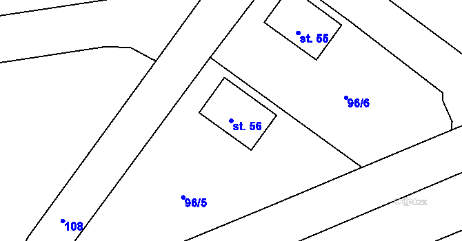 Parcela st. 56 v KÚ Kystra, Katastrální mapa