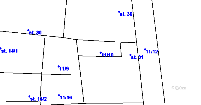 Parcela st. 11/10 v KÚ Kystra, Katastrální mapa