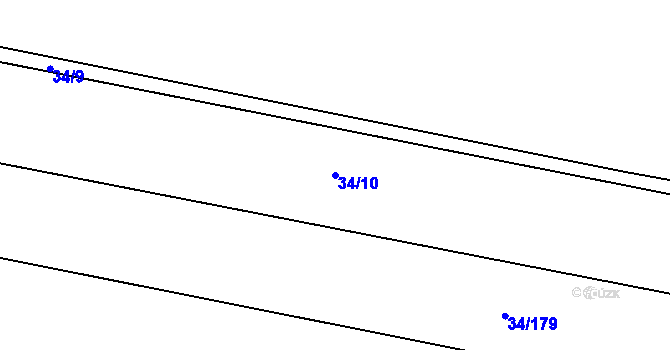 Parcela st. 34/10 v KÚ Kystra, Katastrální mapa