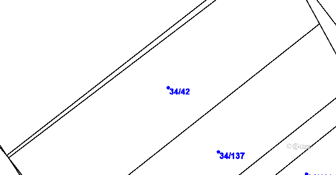 Parcela st. 34/42 v KÚ Kystra, Katastrální mapa